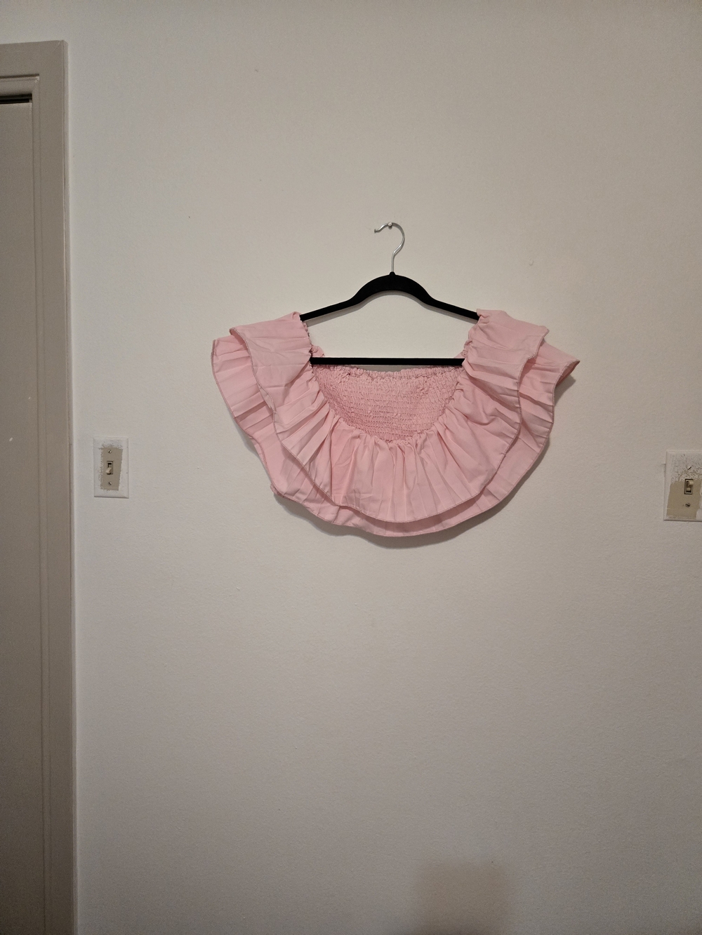 Maternity 2XL Women's Pink Ruffled Off-Shoulder Top & Skirt